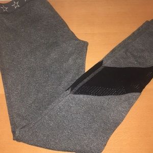 Grey Leggings with Black Mesh